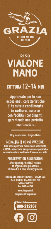 Riso Vialone Nano Riso Grazia - 1 Kg - Ideale per Risotti Cremosi e Mantecatura Perfetta 4 Un fianchetto della confezione del vialone nano di riso grazia