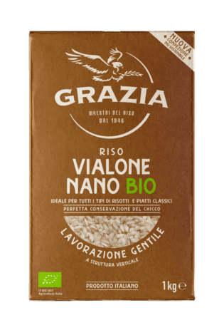 Riso GRazia Vialone Nano Bio in vista frontale