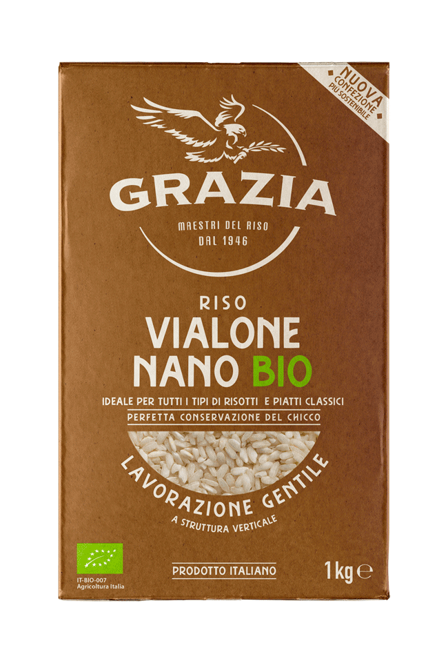 Riso GRazia Vialone Nano Bio in vista frontale
