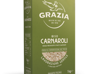 Carnaroli Riso Grazia - 1 Kg - Chicco Lungo per Risotti - Alta Tenuta e Rendimento in Cottura